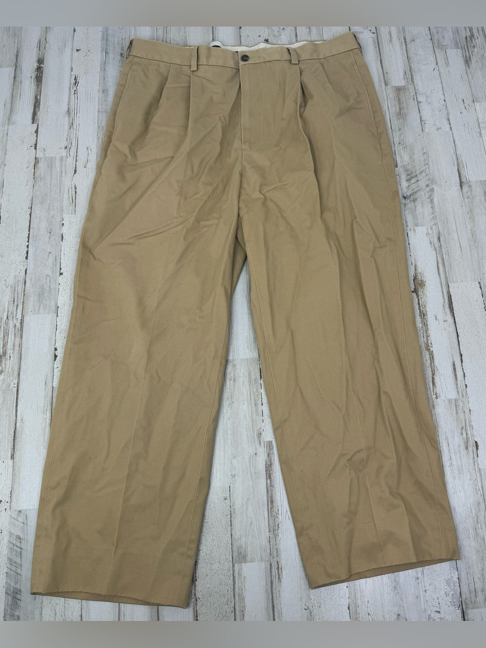 Brooks Brothers Advantage Chino Elliot Pleated Khaki Pants Mens 38x28 Tan